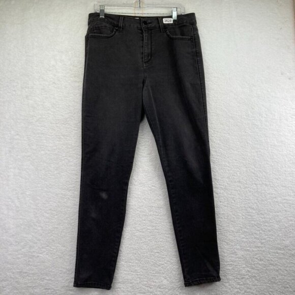 Seven 7 Womens High Rise Skinny Jean 12 Black Dark Wash Skin Fit Denim Stretch - Picture 1 of 11